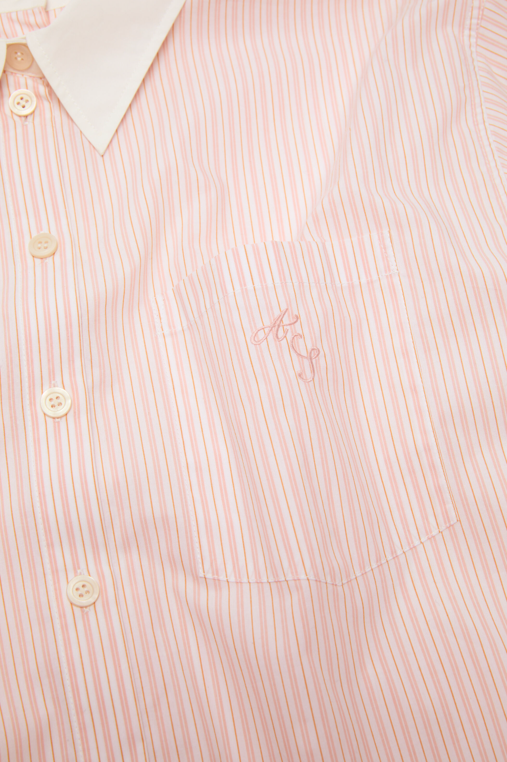 Stripe Shirt Salmon Pink White