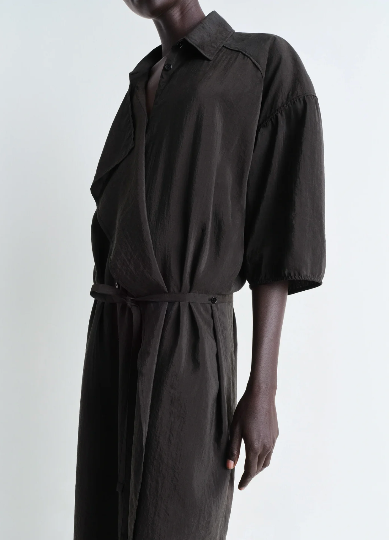 Assymetrical Shirt Dress Dark Espresso