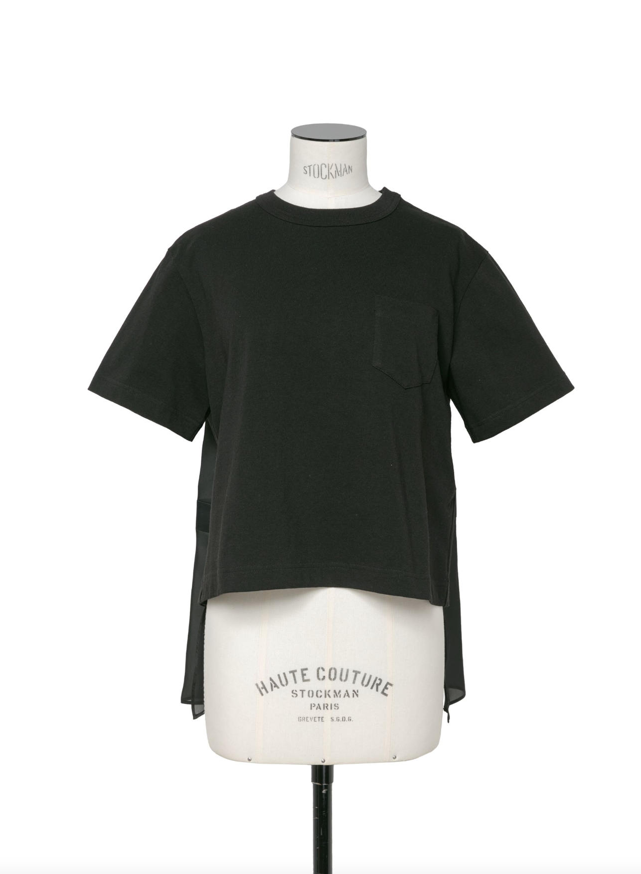 Nylon Twill Mix Cotton Jersey T-Shirt Black