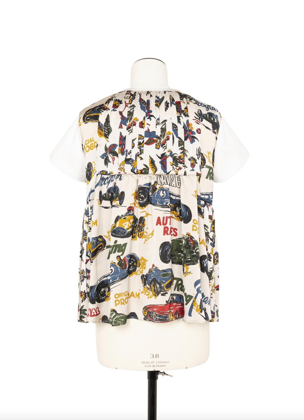 Car Race Tropical Print T-Shirt Ivory