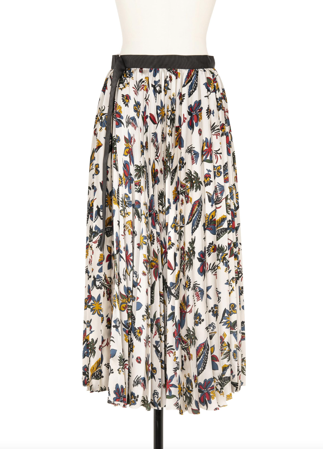 Car Race Tropical Print Skirt Ivory