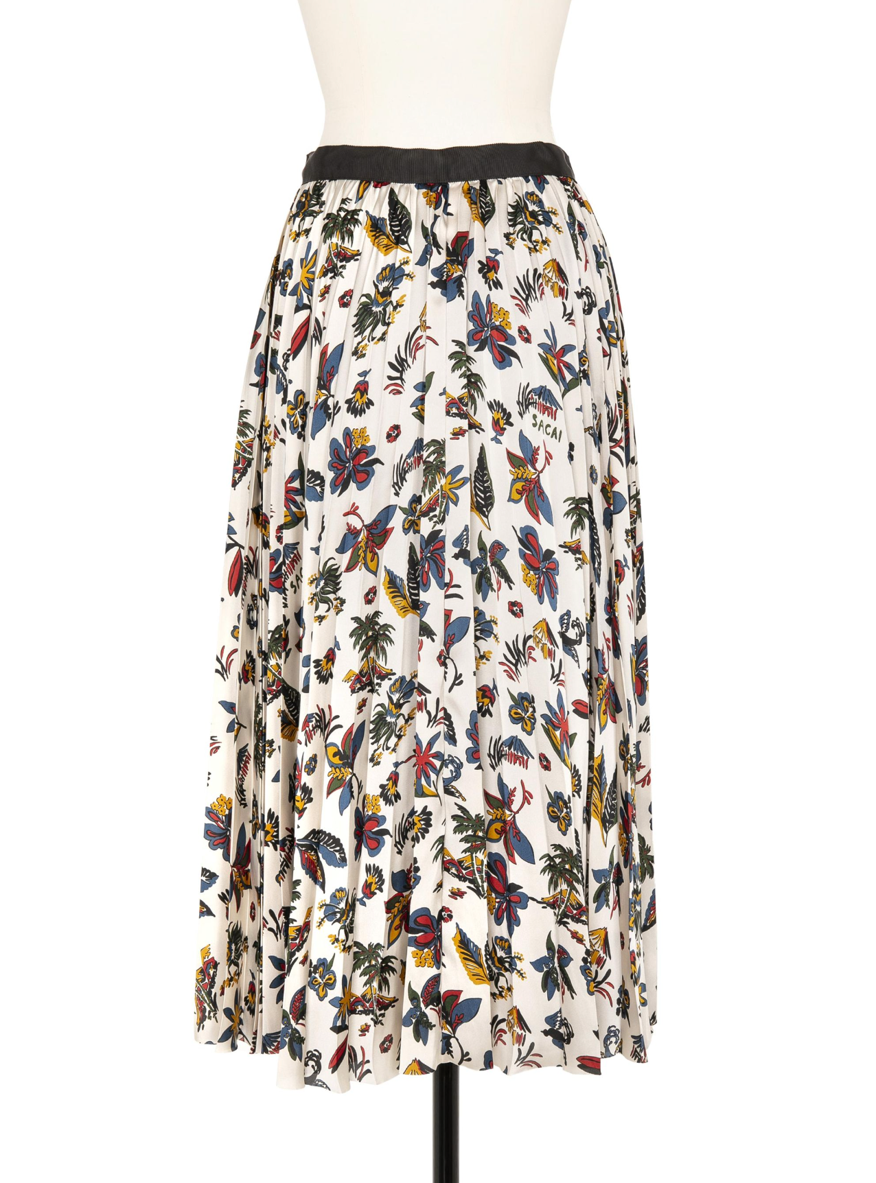 Car Race Tropical Print Skirt Ivory