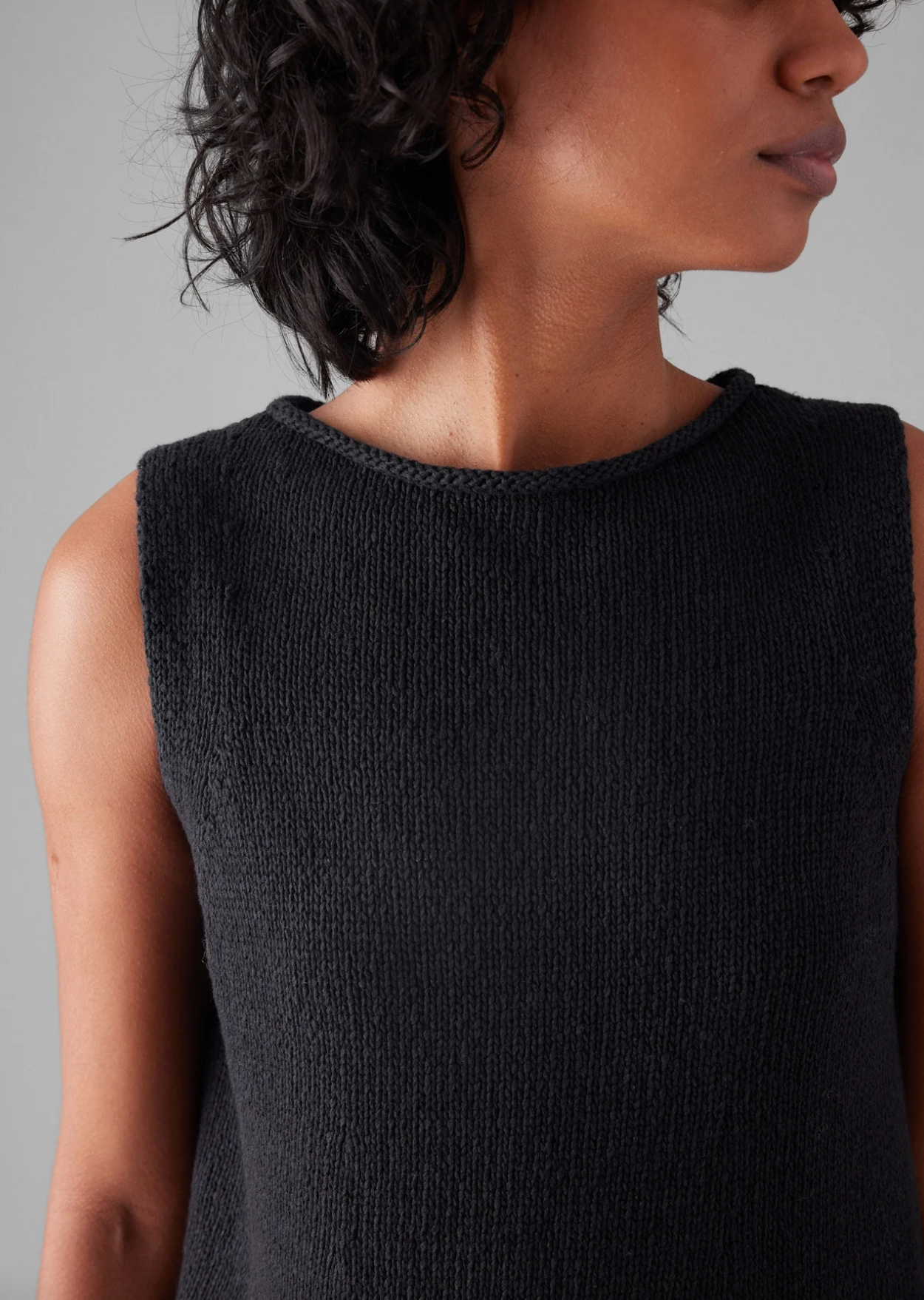 Linen Cotton Knitted Tank Slate