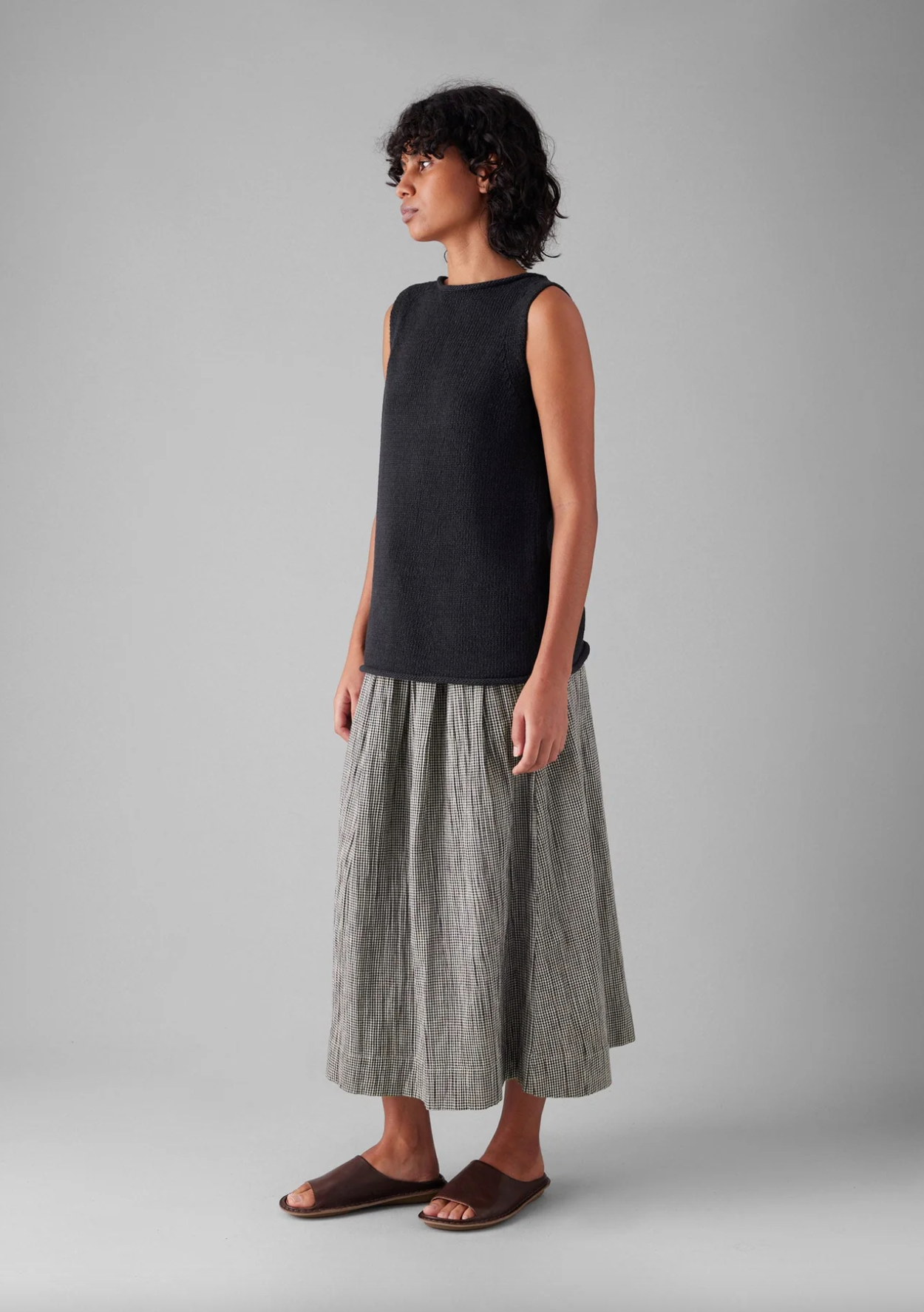 Linen Cotton Knitted Tank Slate