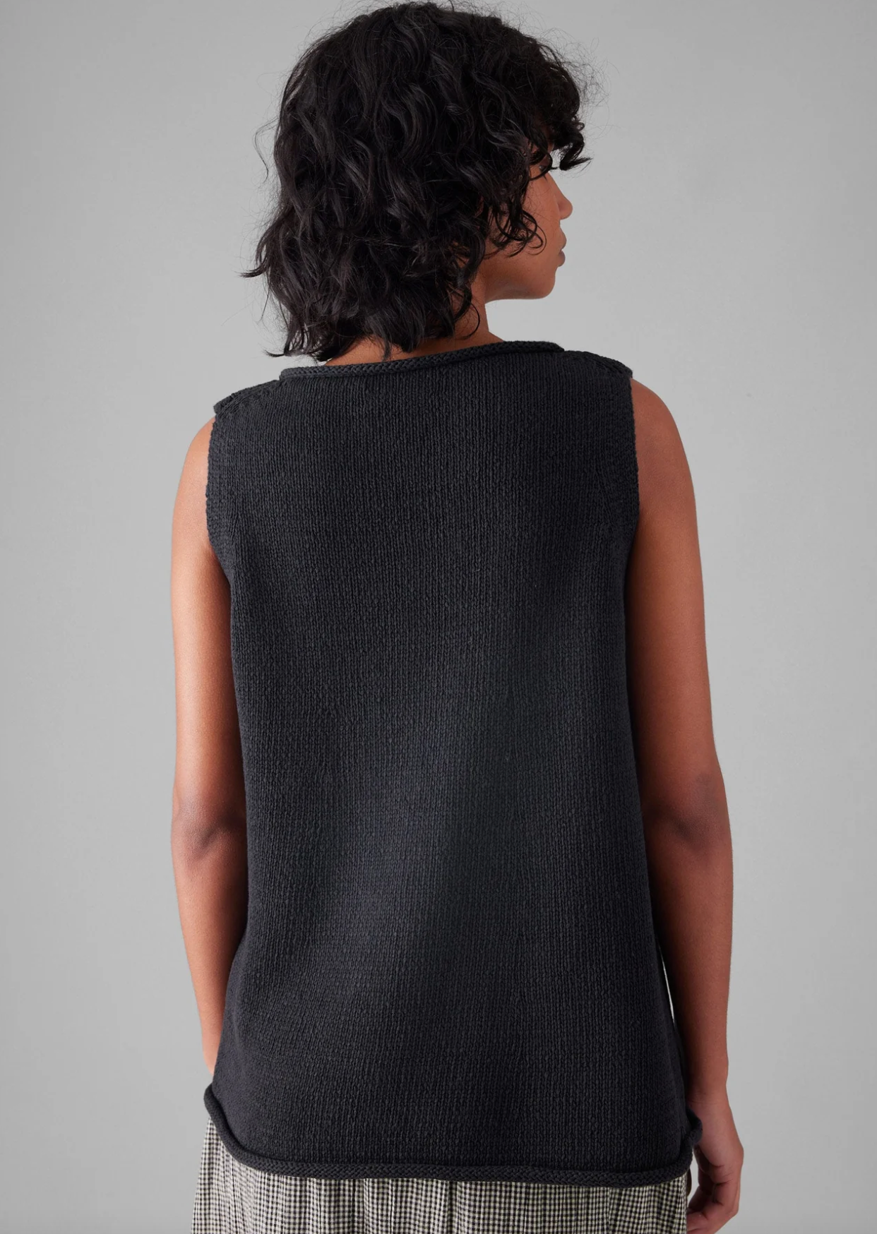 Linen Cotton Knitted Tank Slate