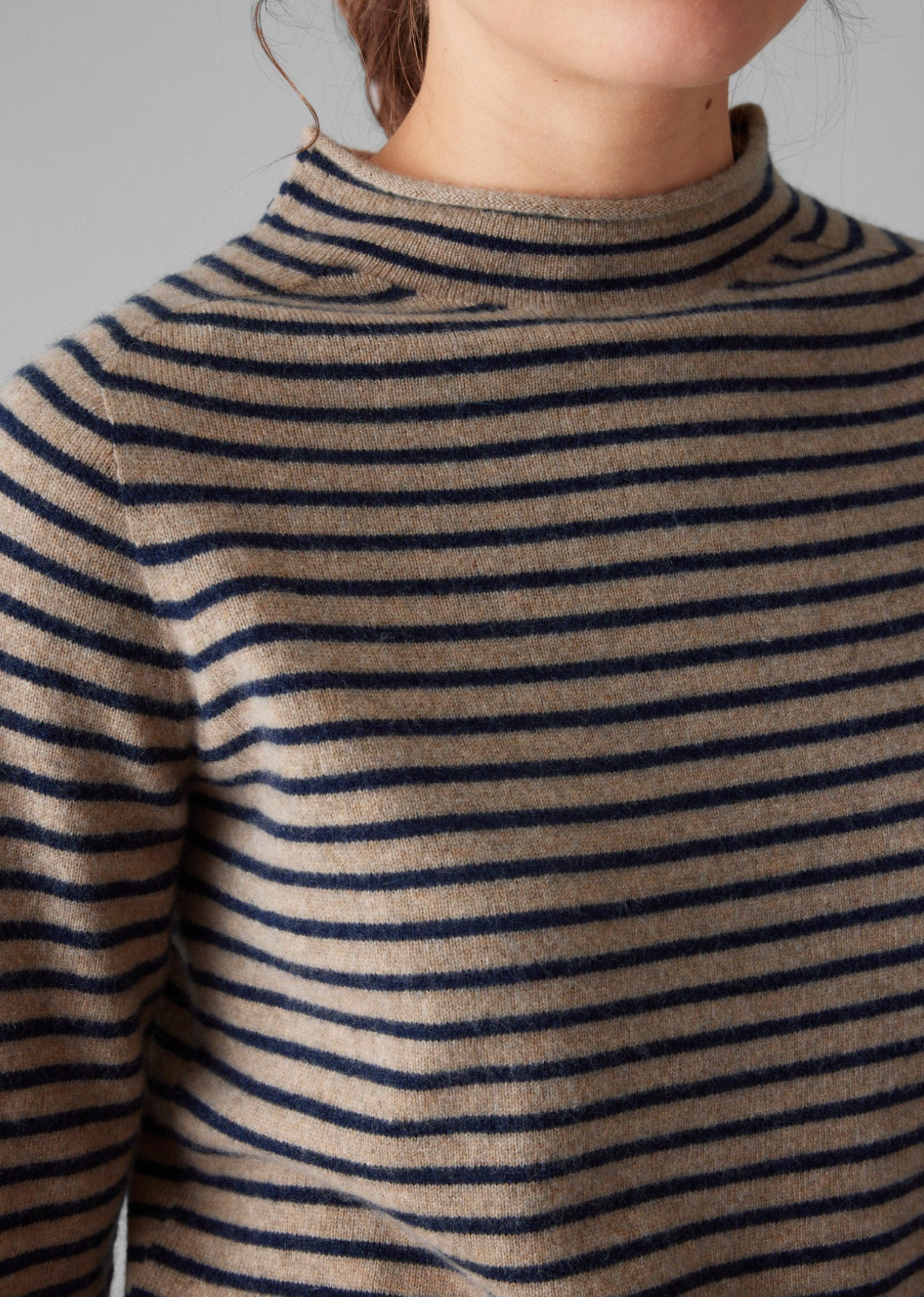 Stripe Wool Cashmere Sweater Biscuit Anthracite