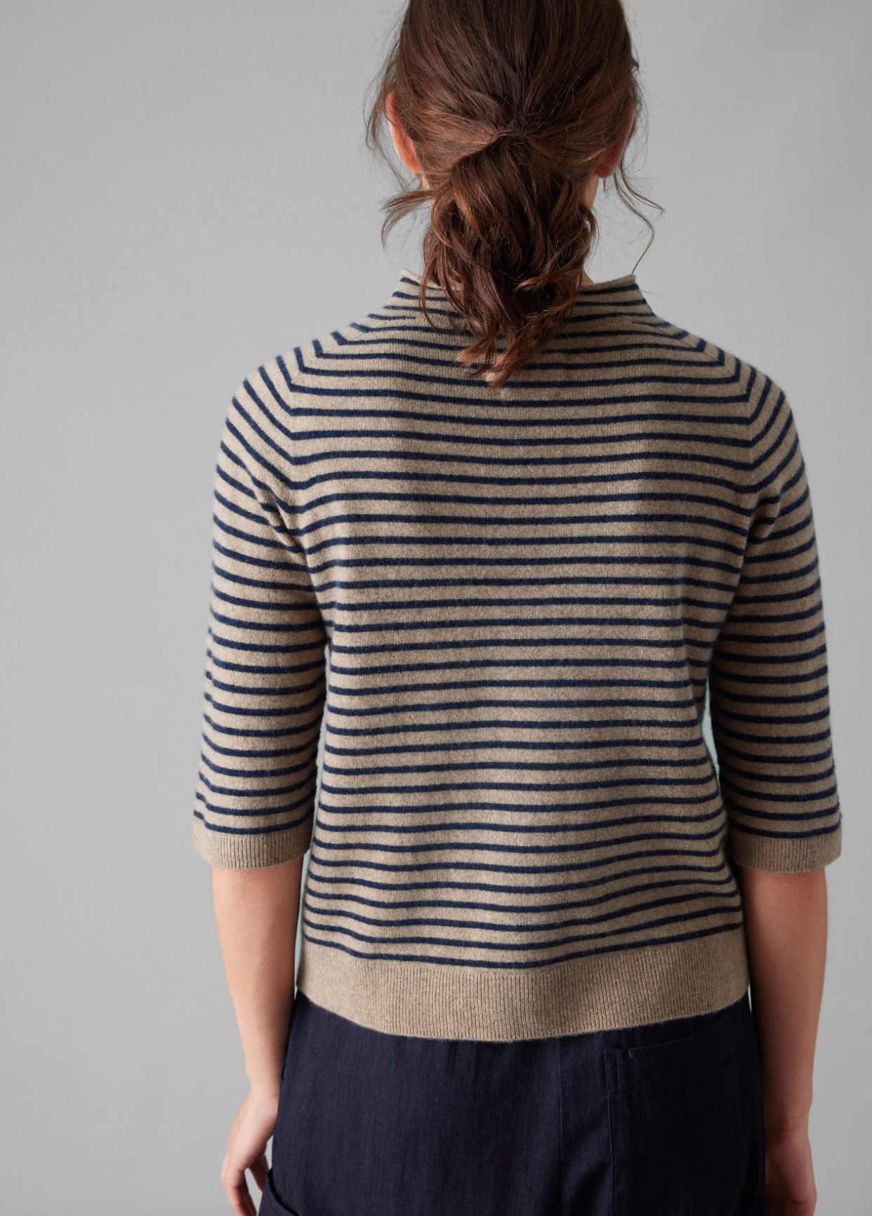 Stripe Wool Cashmere Sweater Biscuit Anthracite