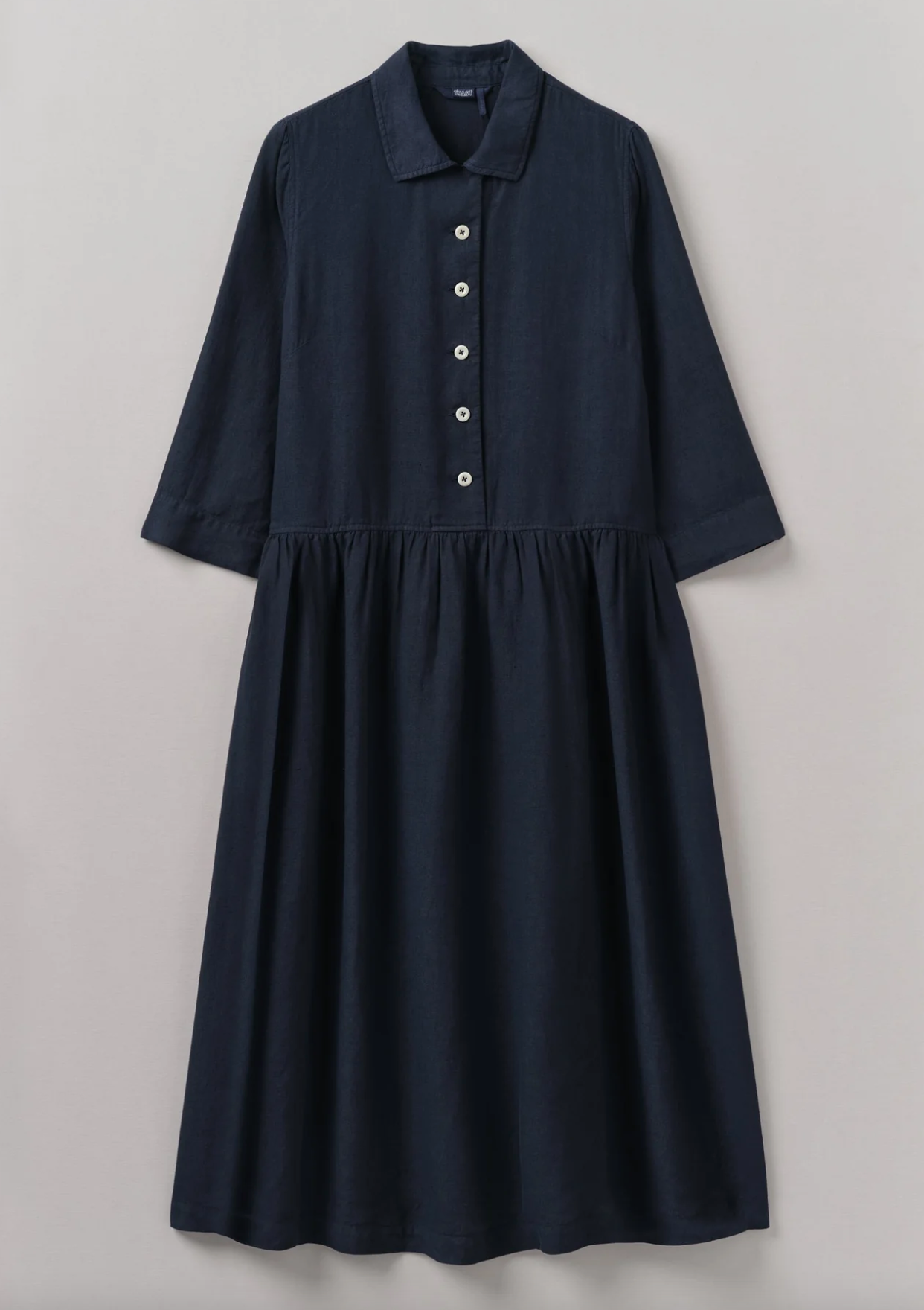 Garment Dyed Linen Shirt Dress Midnight