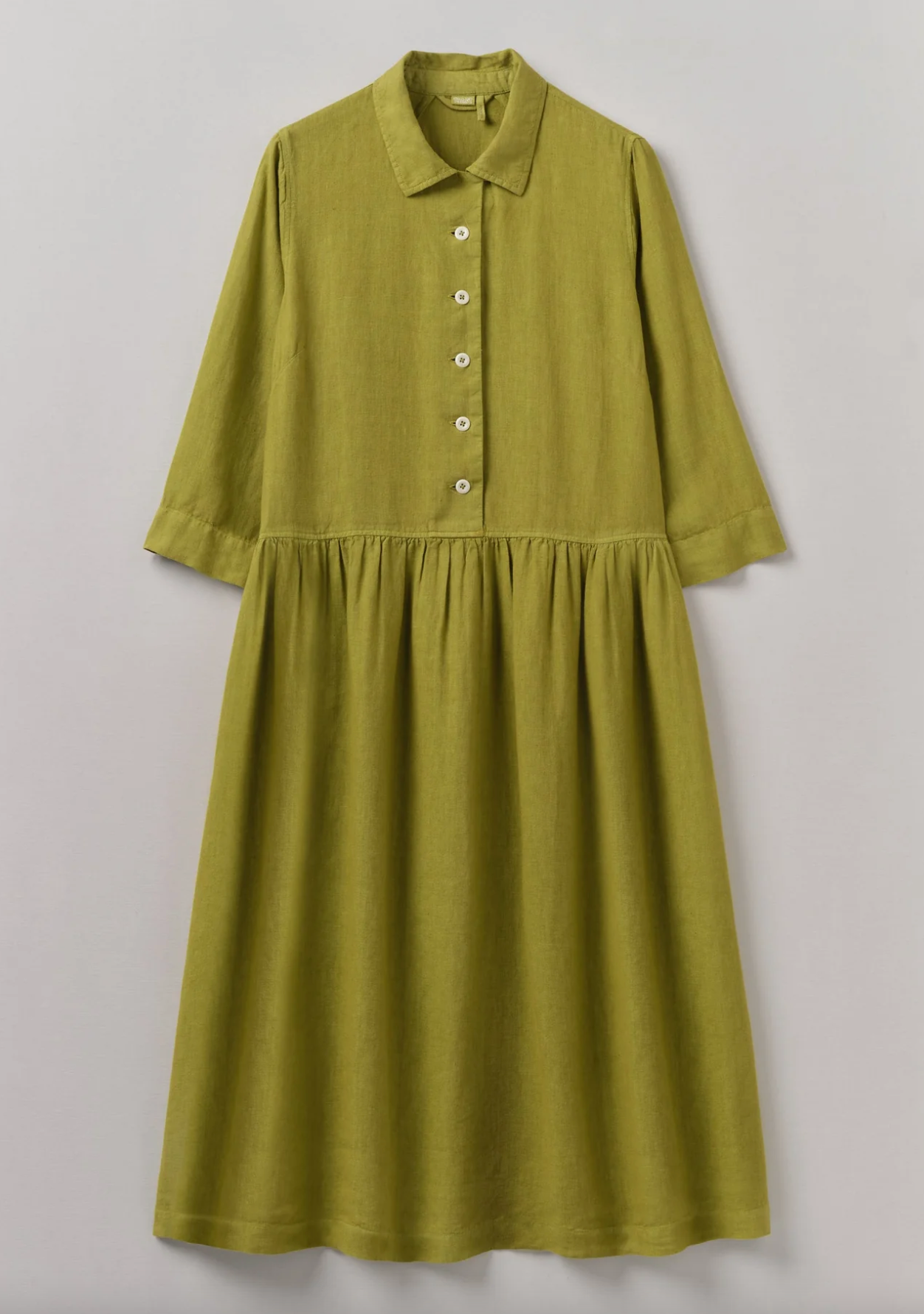 Garment Dyed Linen Shirt Dress Olivine