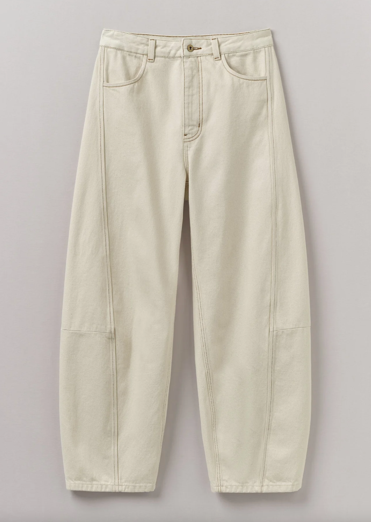 Sculptural Barrel Denim Trousers Ecru