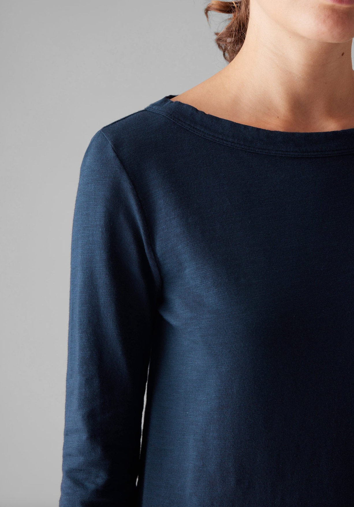 Lia Garment Dyed Boat Neck Dark Navy