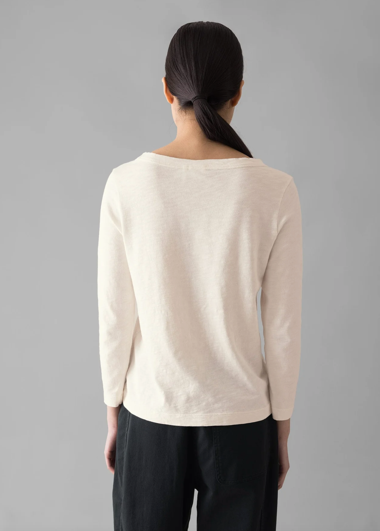 Lia Garment Dyed Boat Neck Chalk