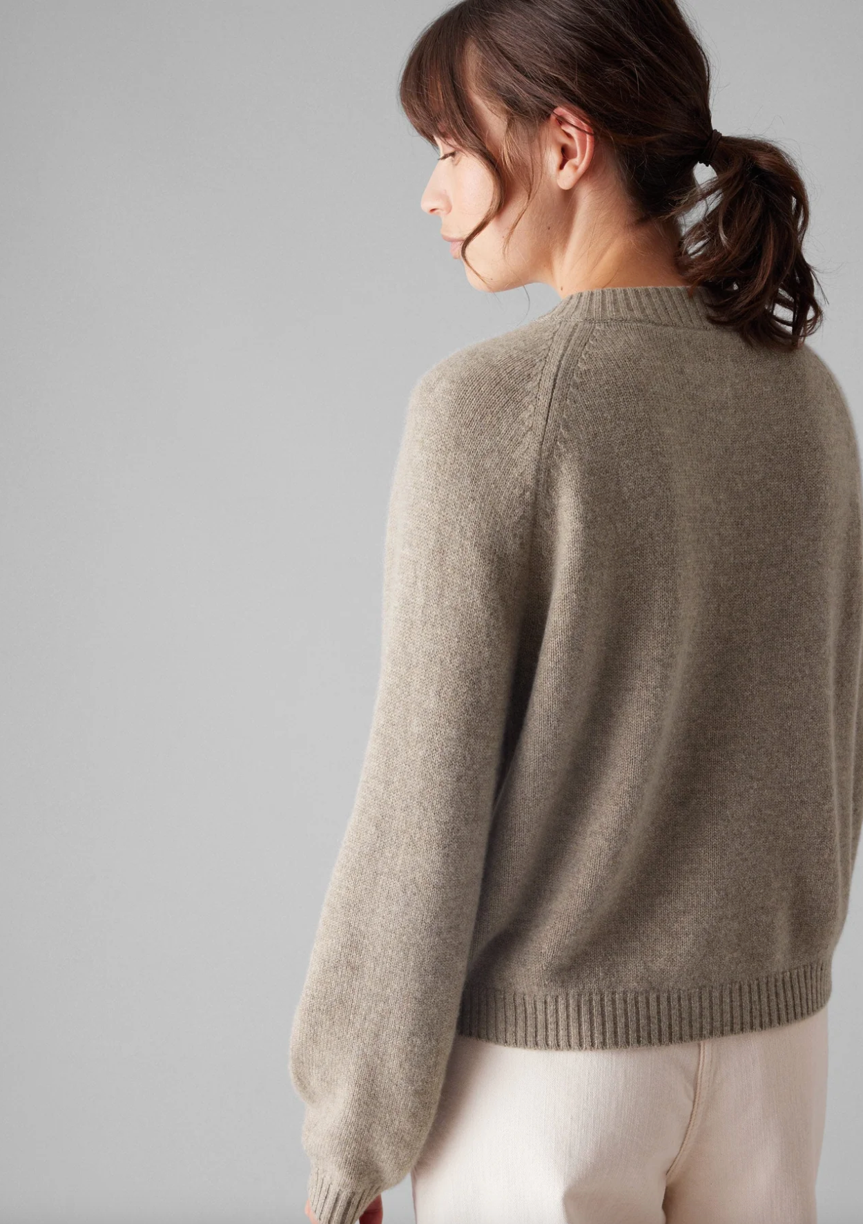 Eden Wool Cashmere Raglan Cardigan Linseed