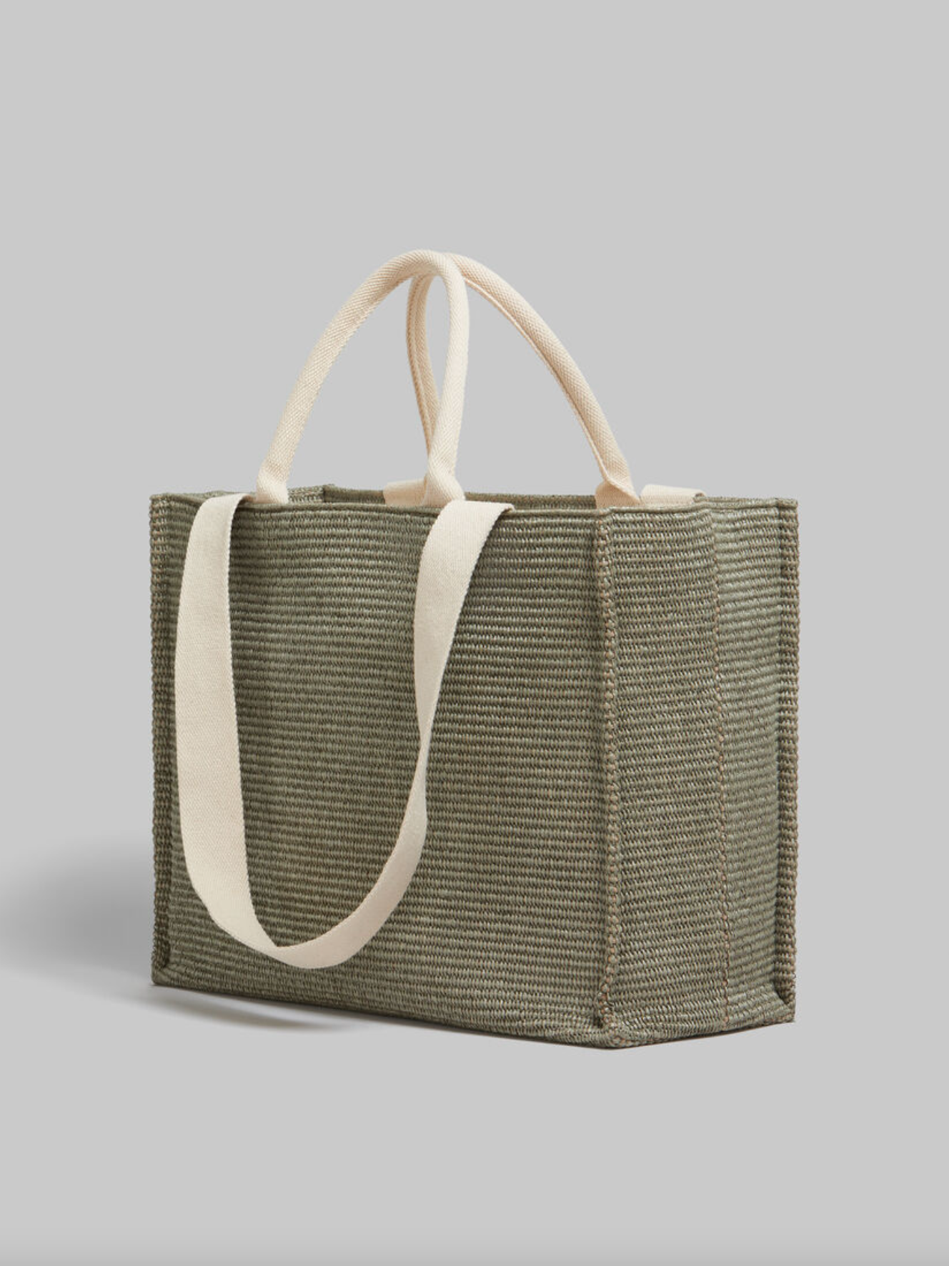 Green Raffia Large Tote Bag