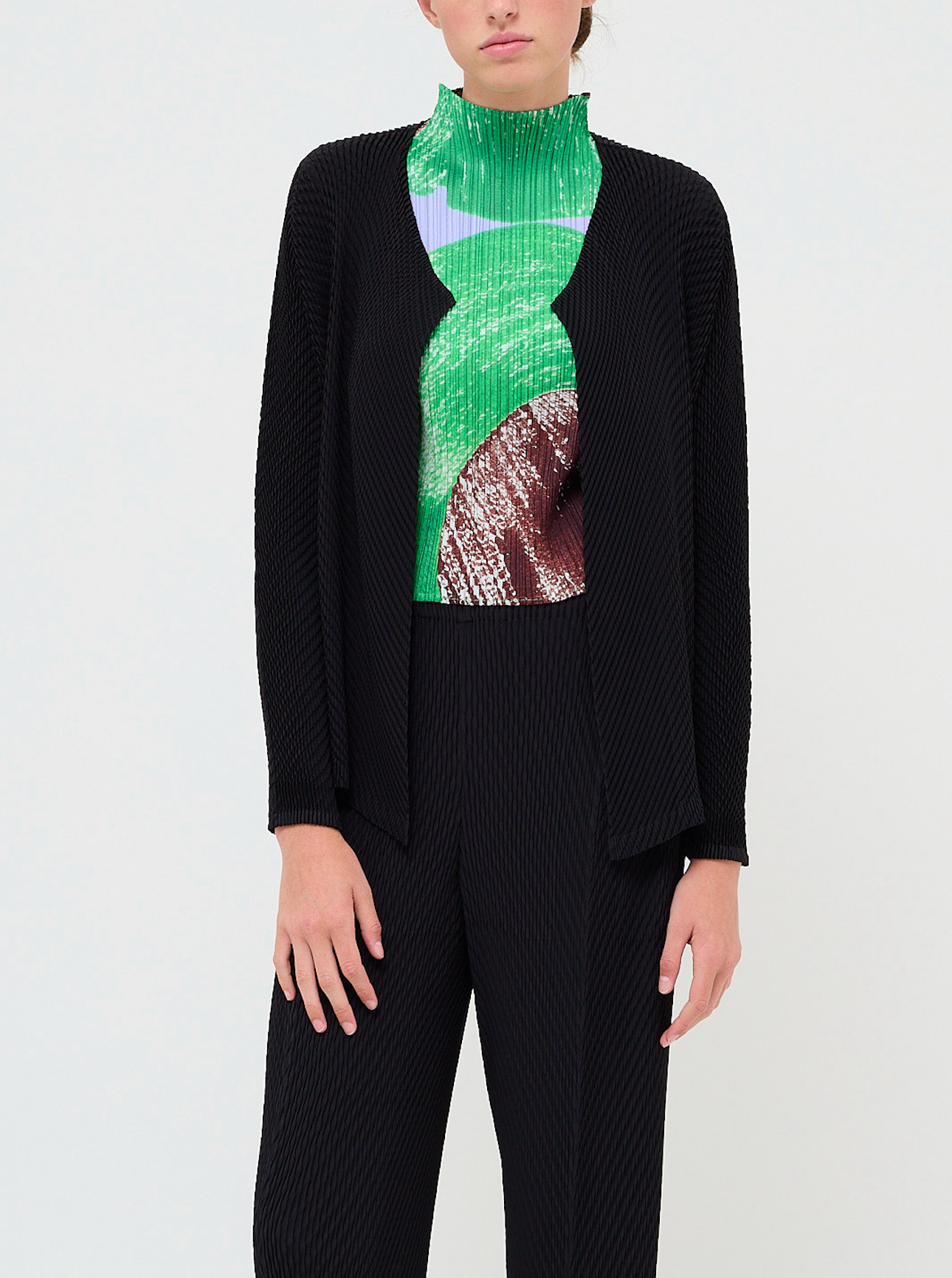 Rhombus Pleat Cardigan Black