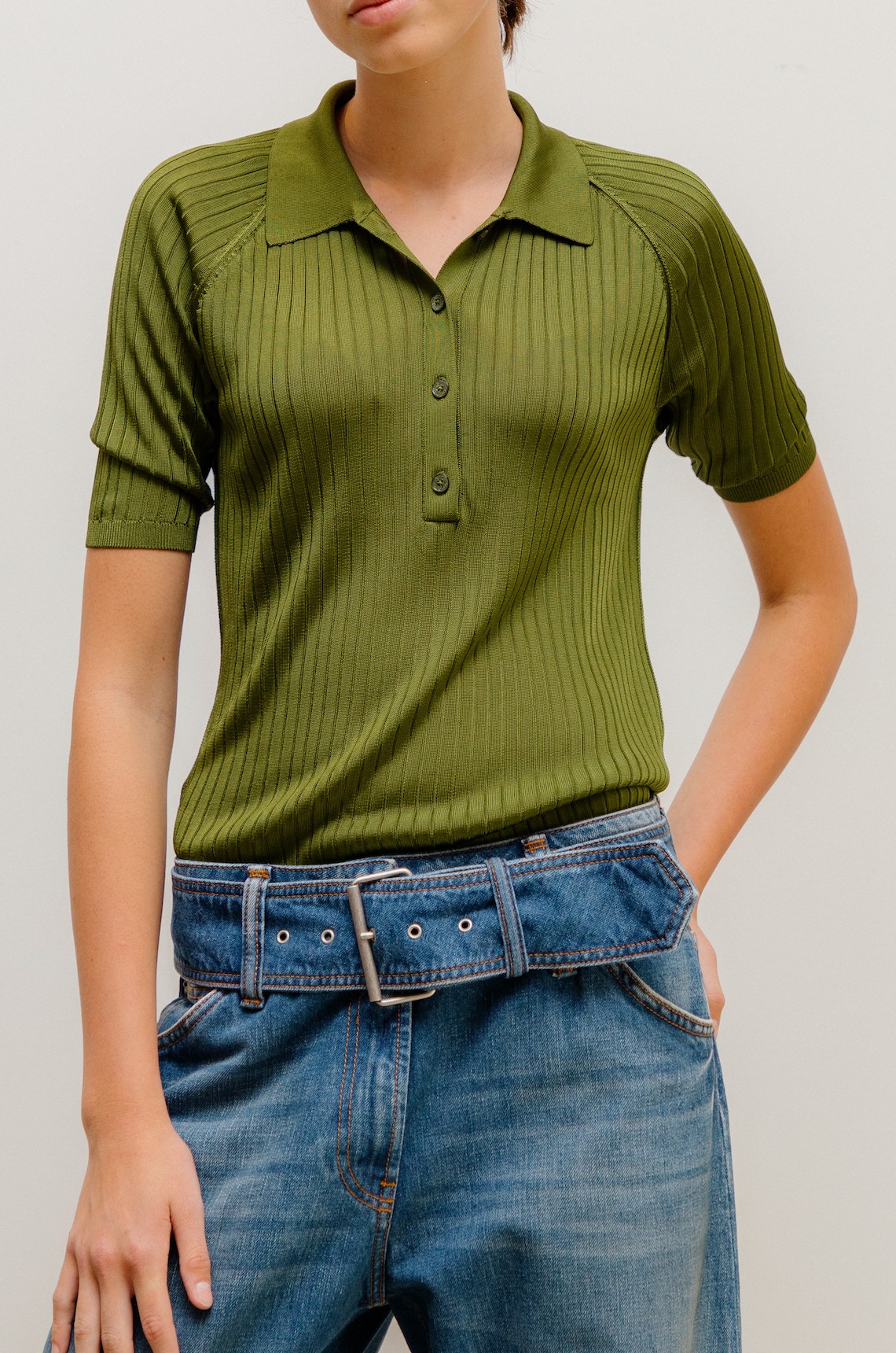 Knitted Polo T-Shirt Green