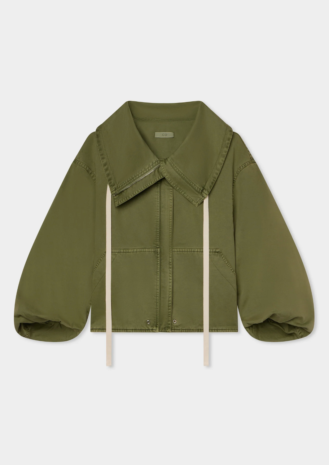 Rolled Collar Jacket Jacket Army Green