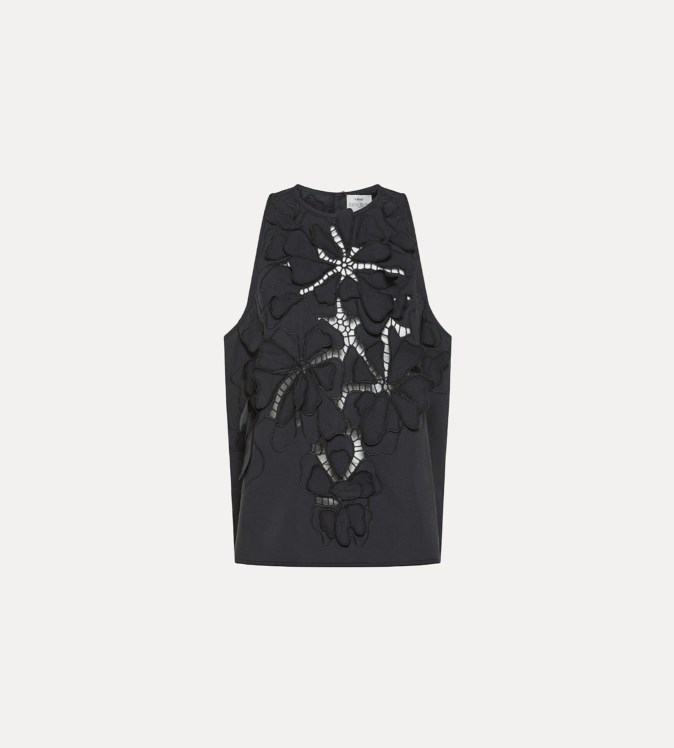 "En fleur" Embroidery Cotton Popline Shirt Black