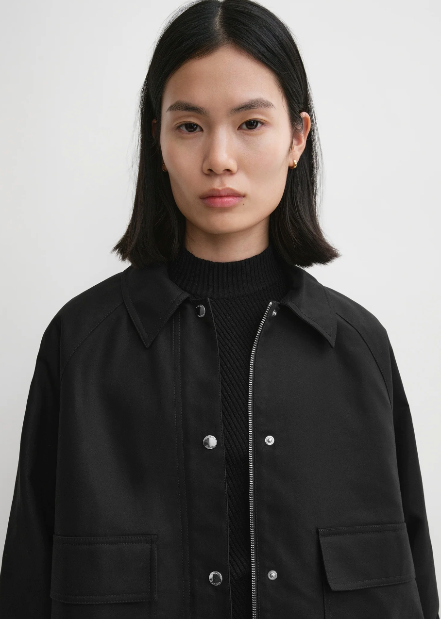 Cropped Cotton Jacket Black