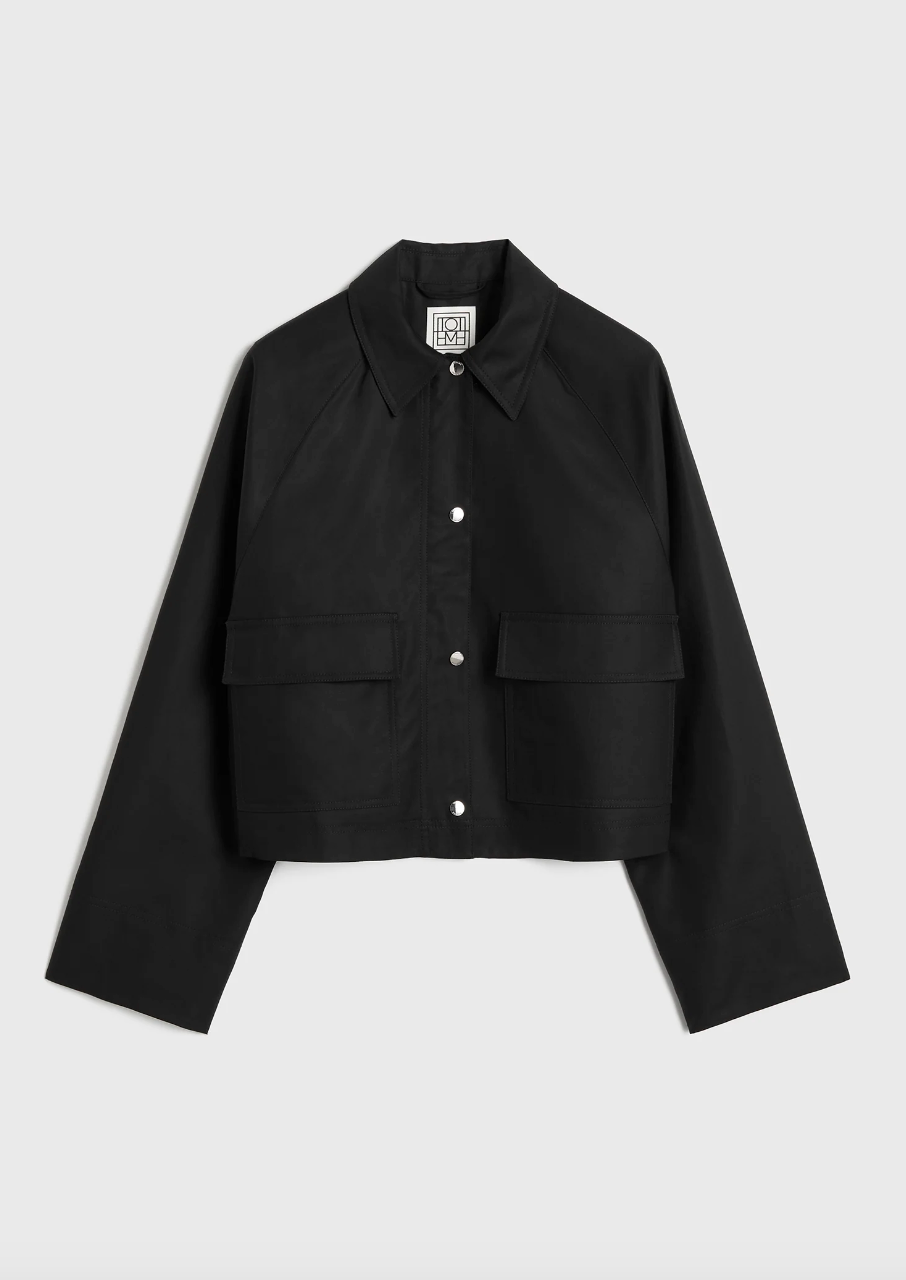 Cropped Cotton Jacket Black