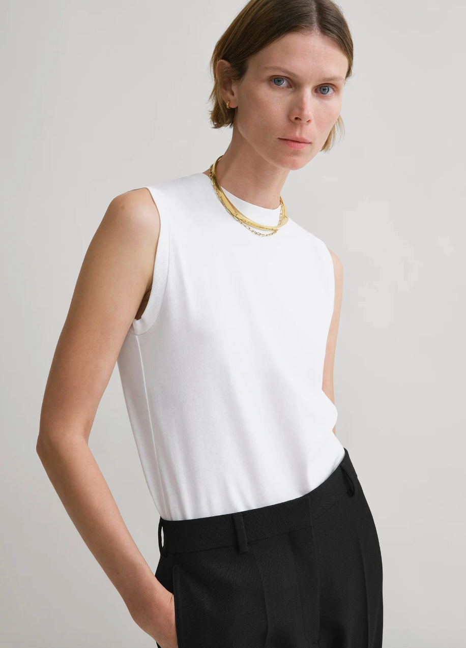 Relaxed Sleeveless Tee Off White