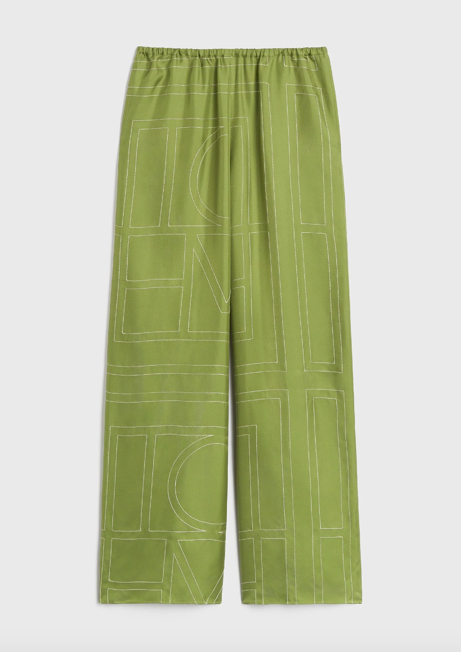 Monogram Silk PJ Bottoms Laurel