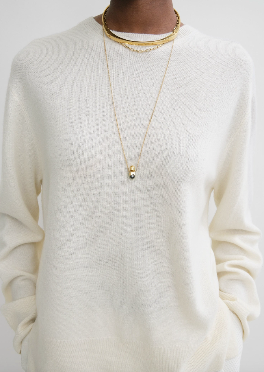 Crewneck Cashmere Knit Sweater Meringue