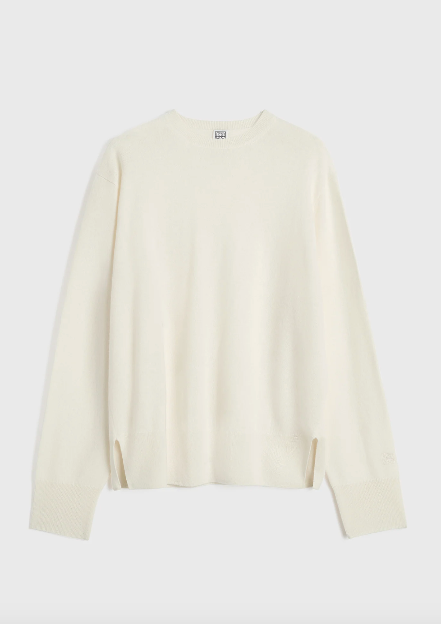 Crewneck Cashmere Knit Sweater Meringue