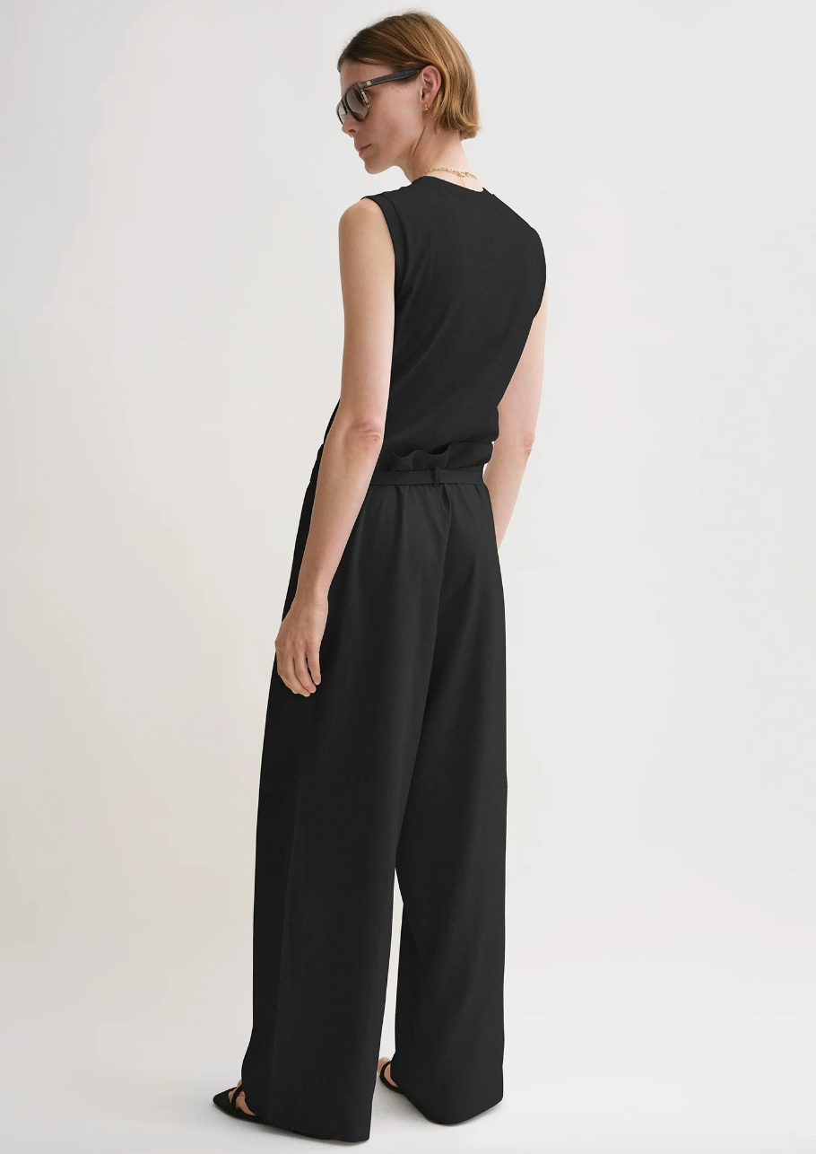 Fluid Tie Waist Trousers Black