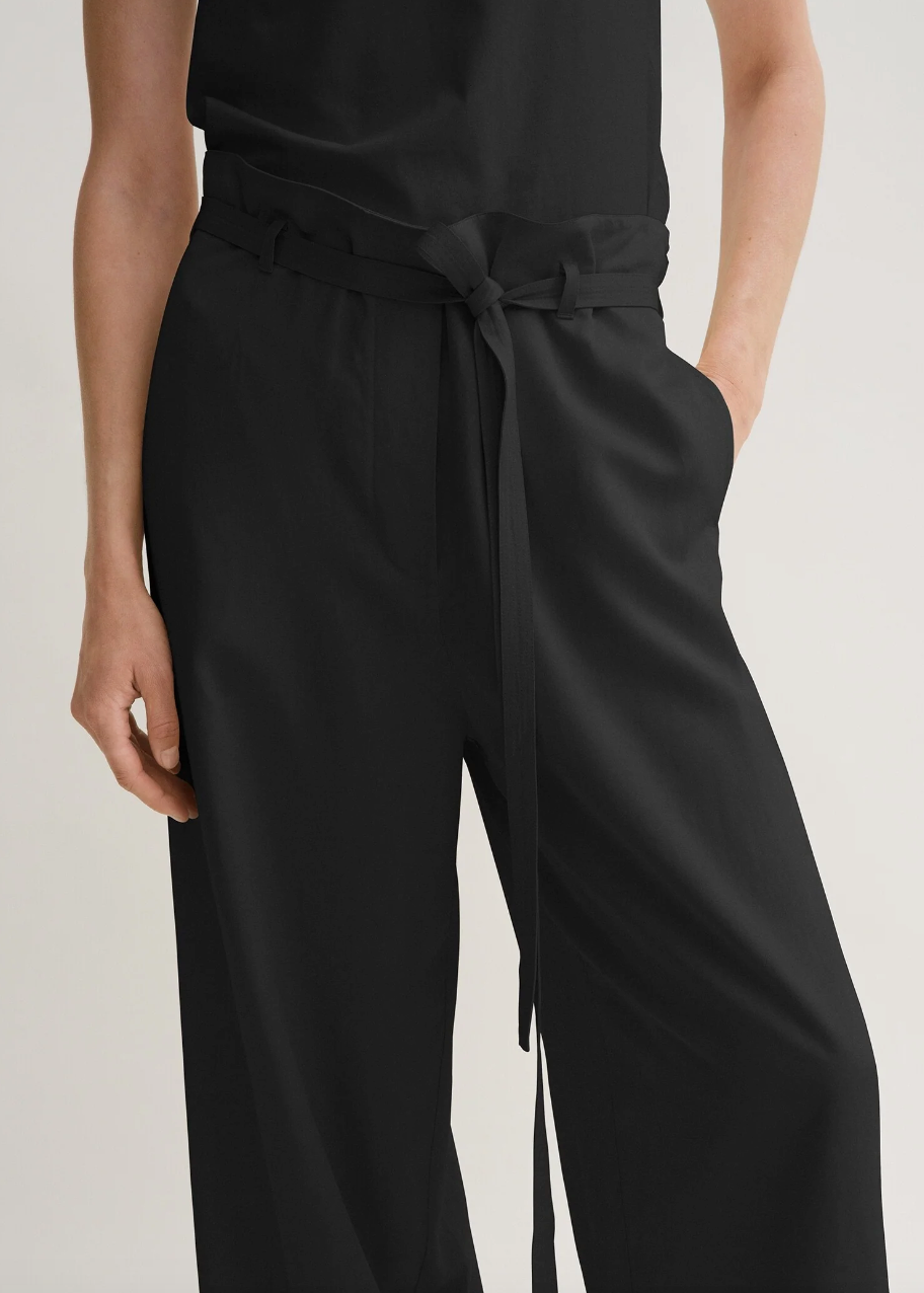 Fluid Tie Waist Trousers Black Scotties Boutique