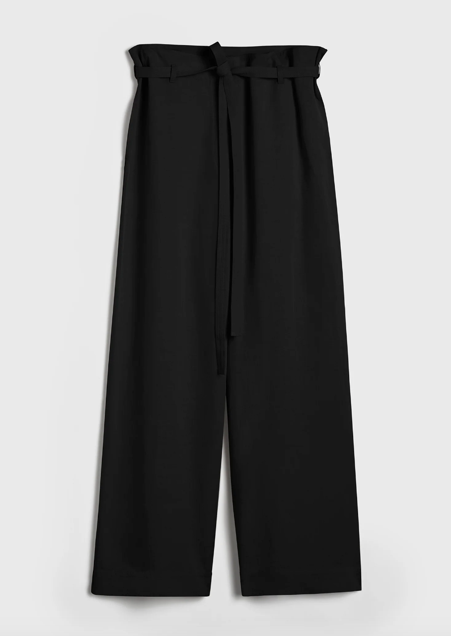 Fluid Tie Waist Trousers Black