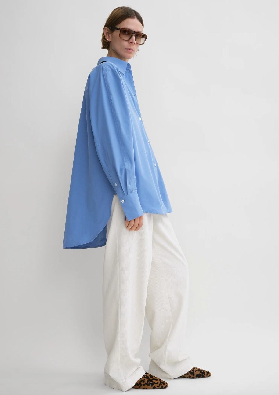 Kimono Sleeve Poplin Shirt Cornflower