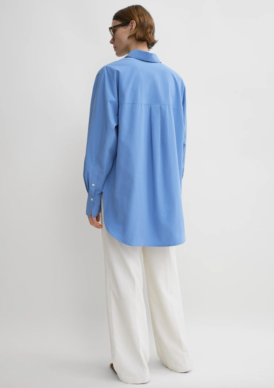 Kimono Sleeve Poplin Shirt Cornflower