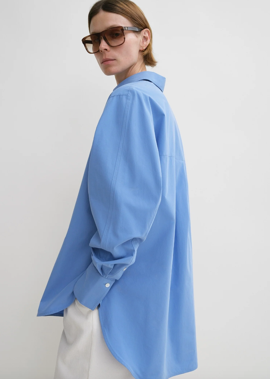 Kimono Sleeve Poplin Shirt Cornflower