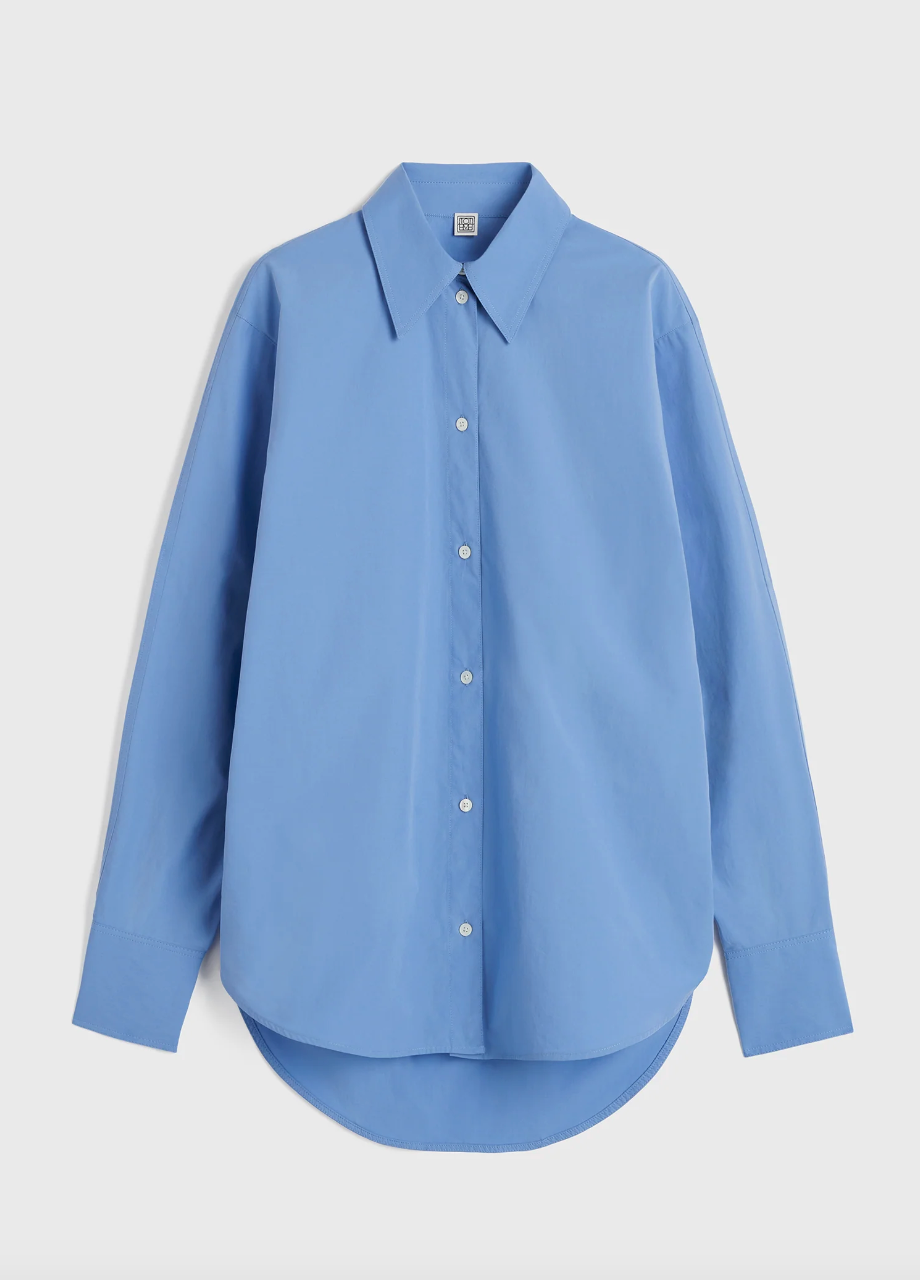 Kimono Sleeve Poplin Shirt Cornflower