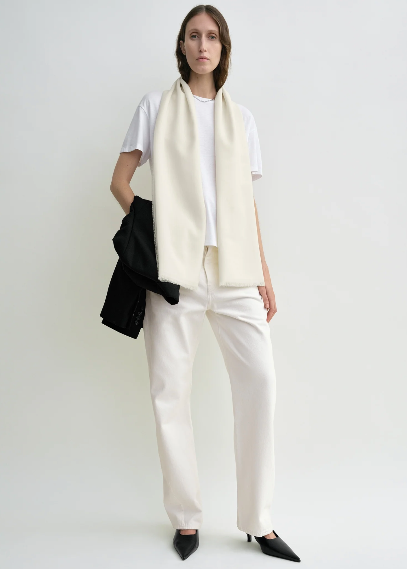 Light Wool Scarf White