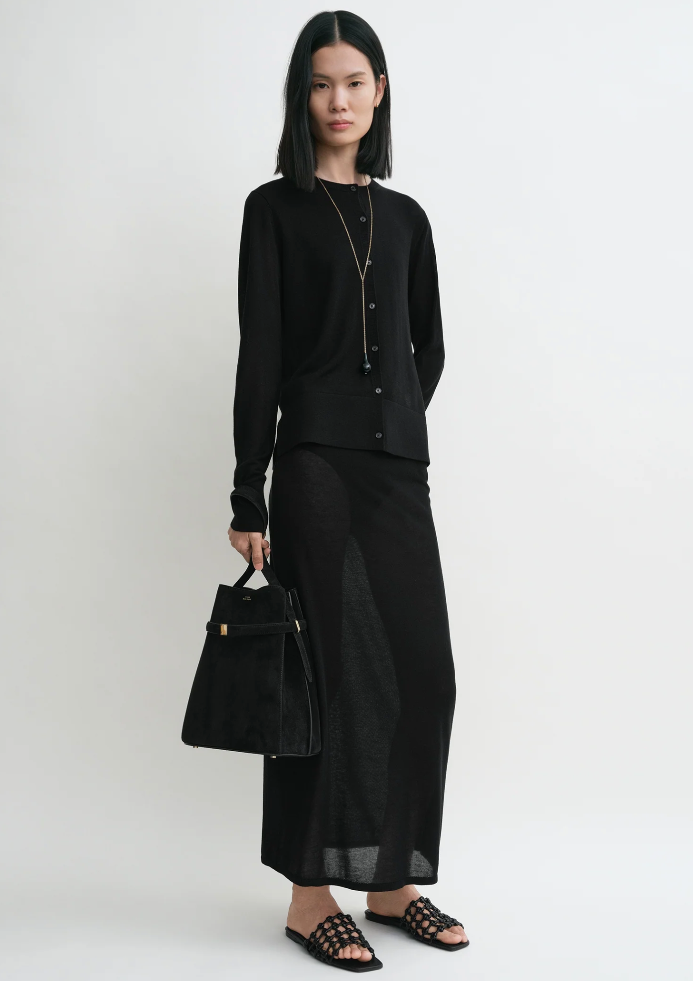 Fine Knit Cardigan Black