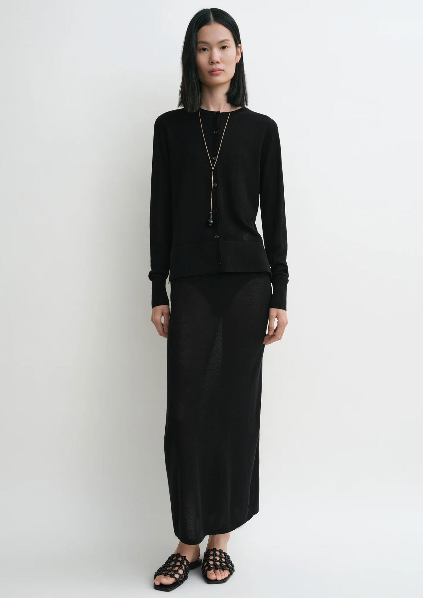 Fine Knit Cardigan Black