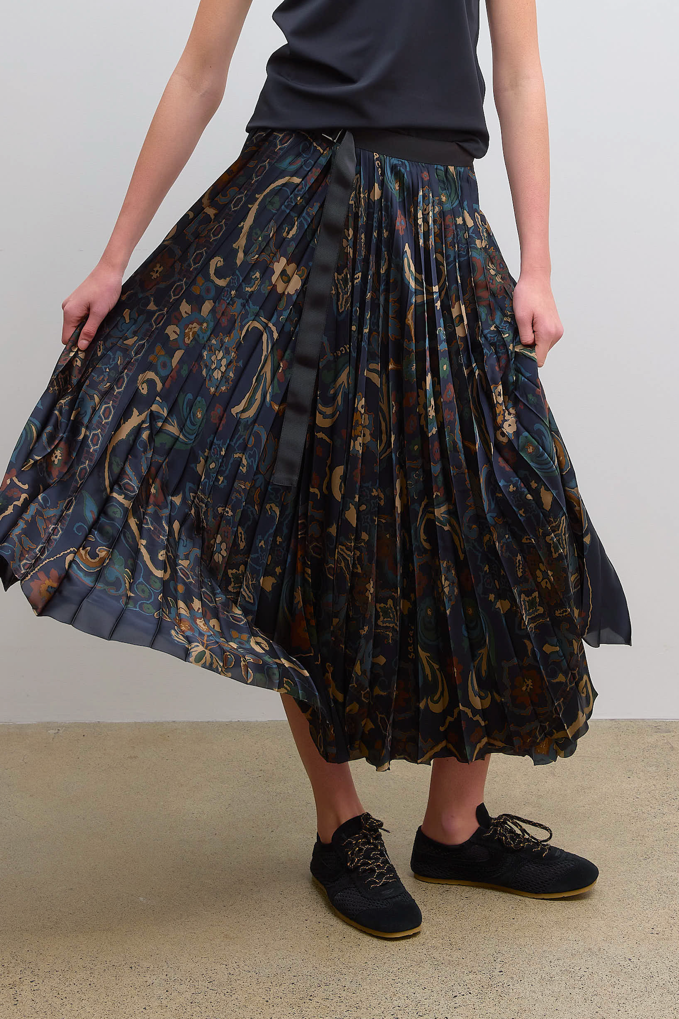 Print Wrap Skirt Navy