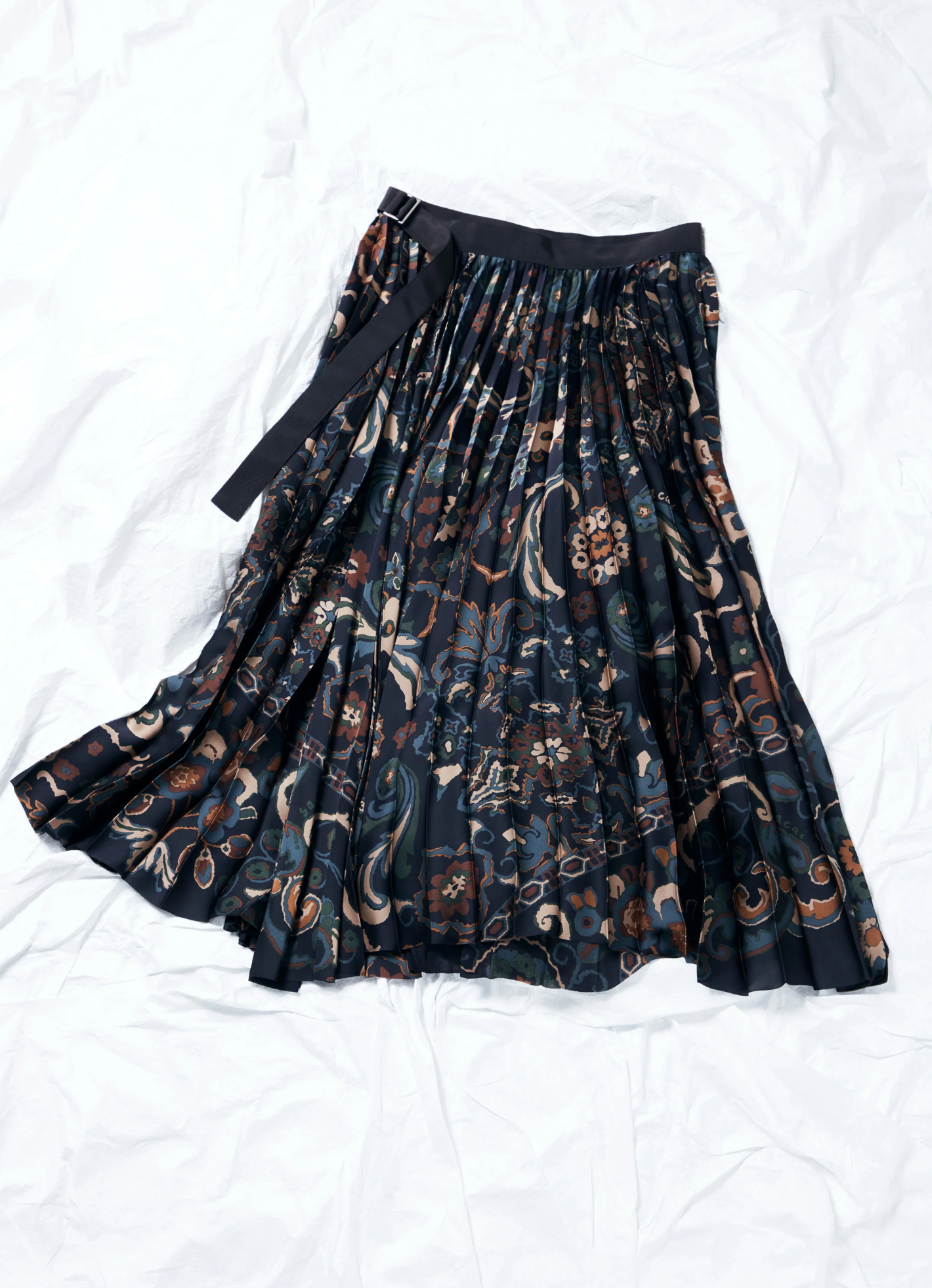Print Wrap Skirt Navy