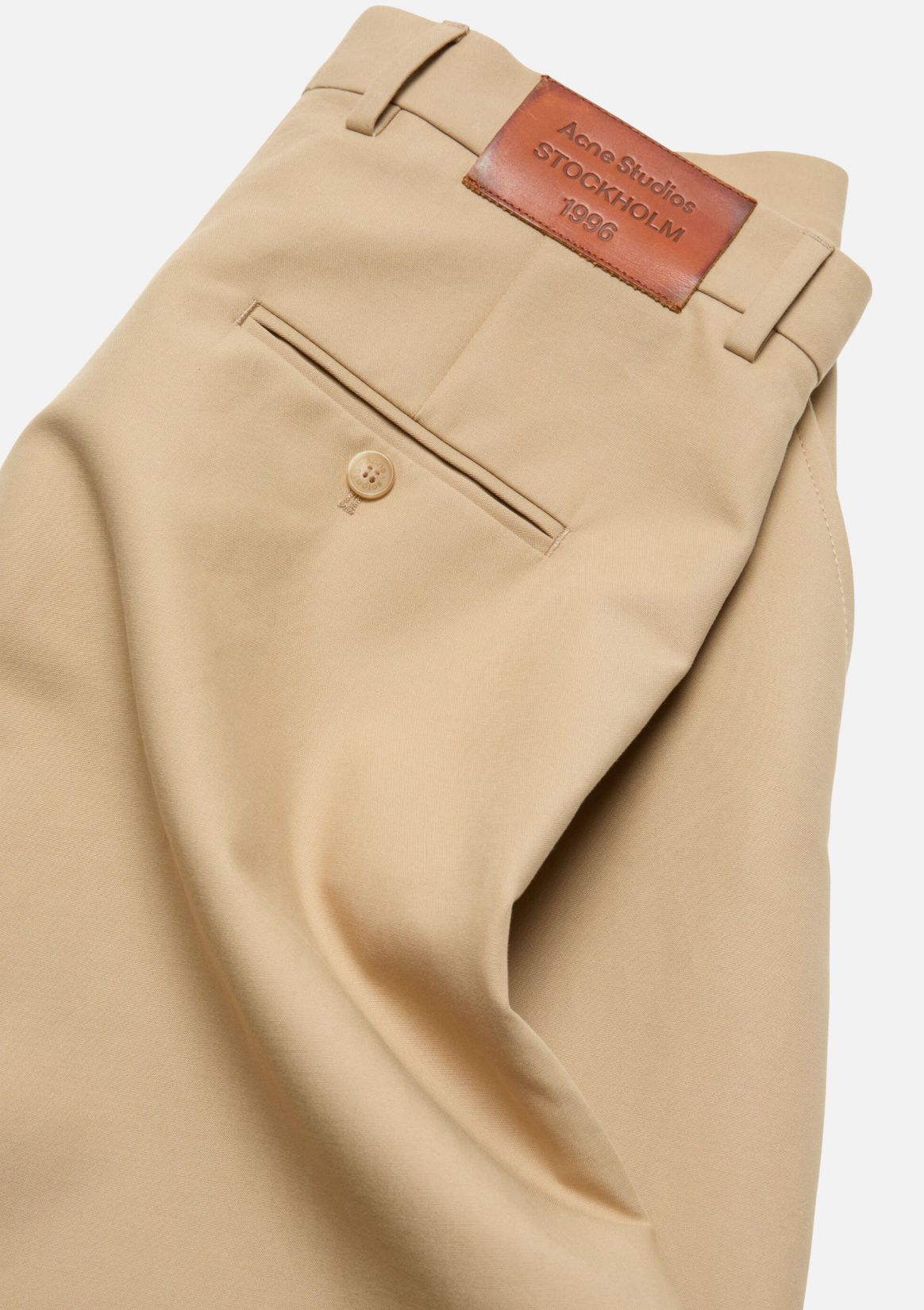Tailored Satin Cotton Trousers Beige