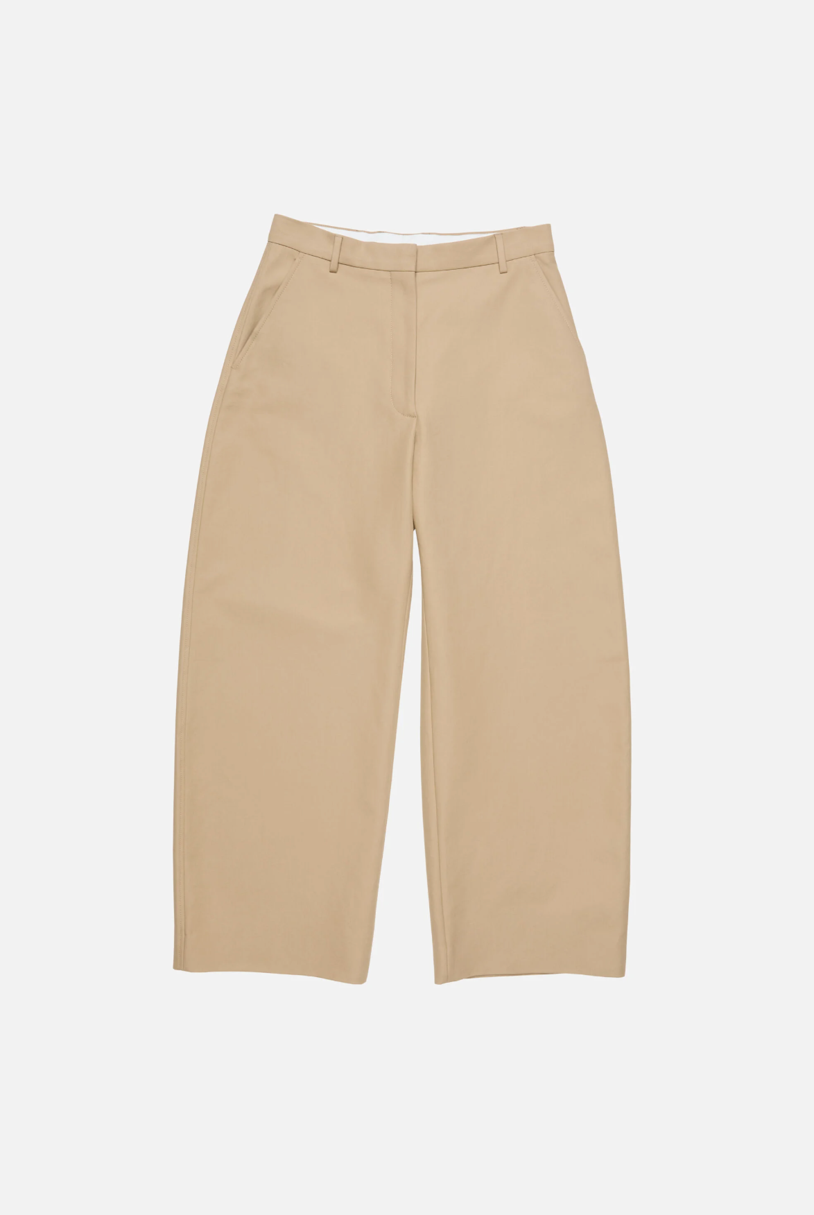 Tailored Satin Cotton Trousers Beige