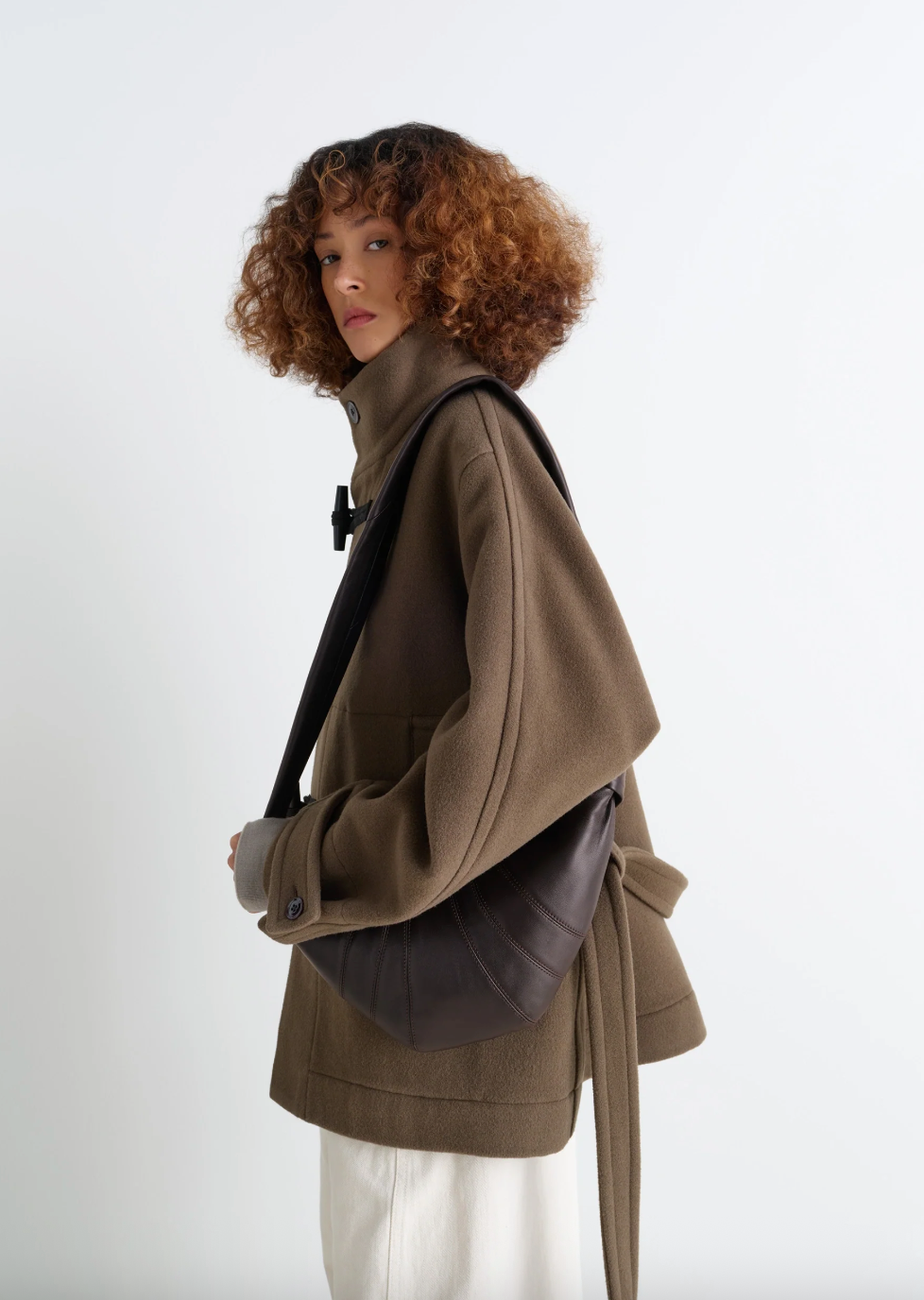 Small Croissant Bag Soft Nappa Dark Chocolate