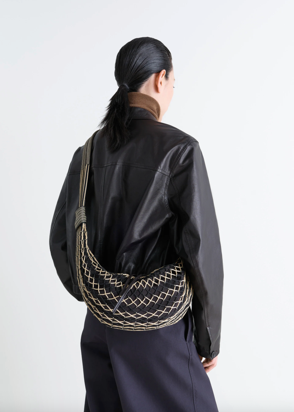 Croissant FILT Bag Chevron Black and Light Beige