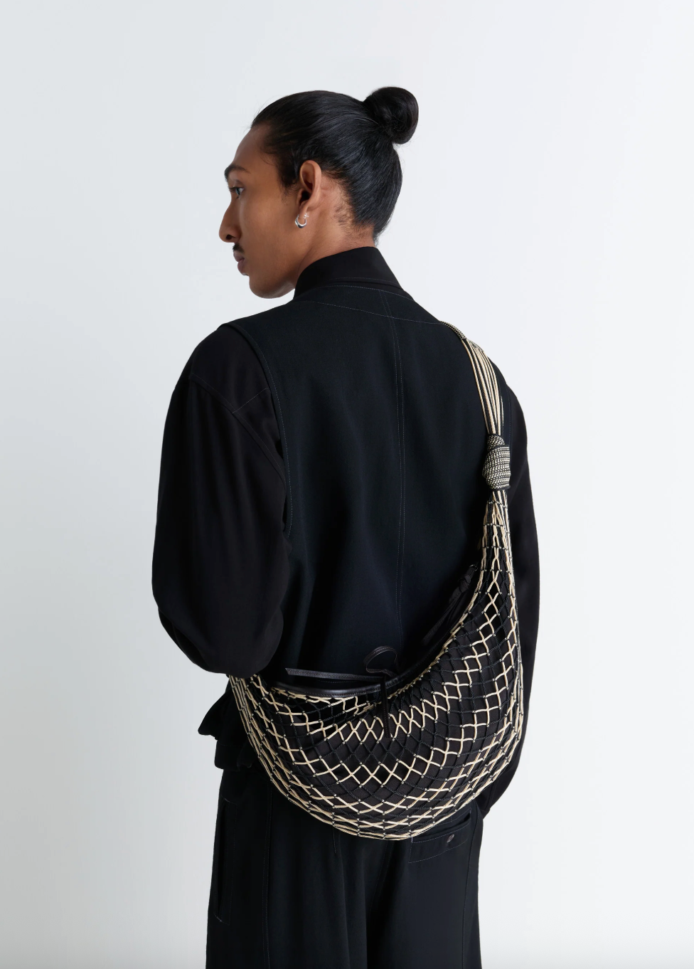 Croissant FILT Bag Chevron Black and Light Beige