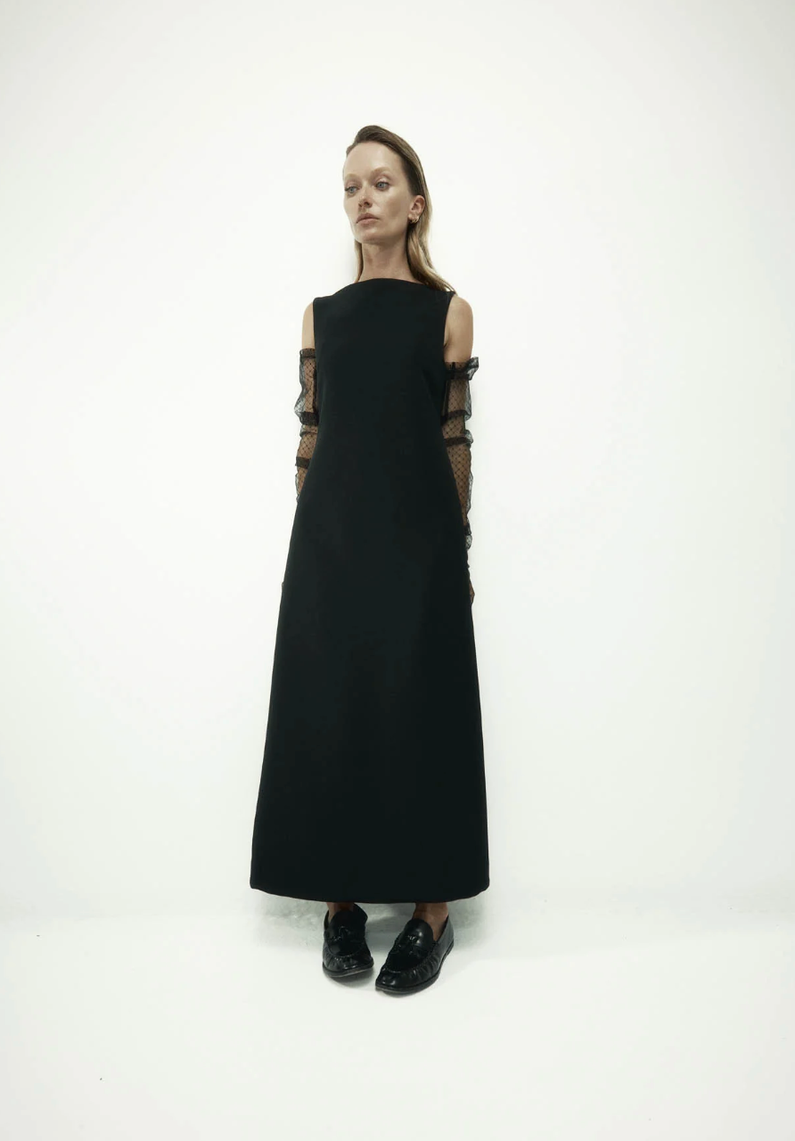 Hiro Dress Black Bonded Suiting
