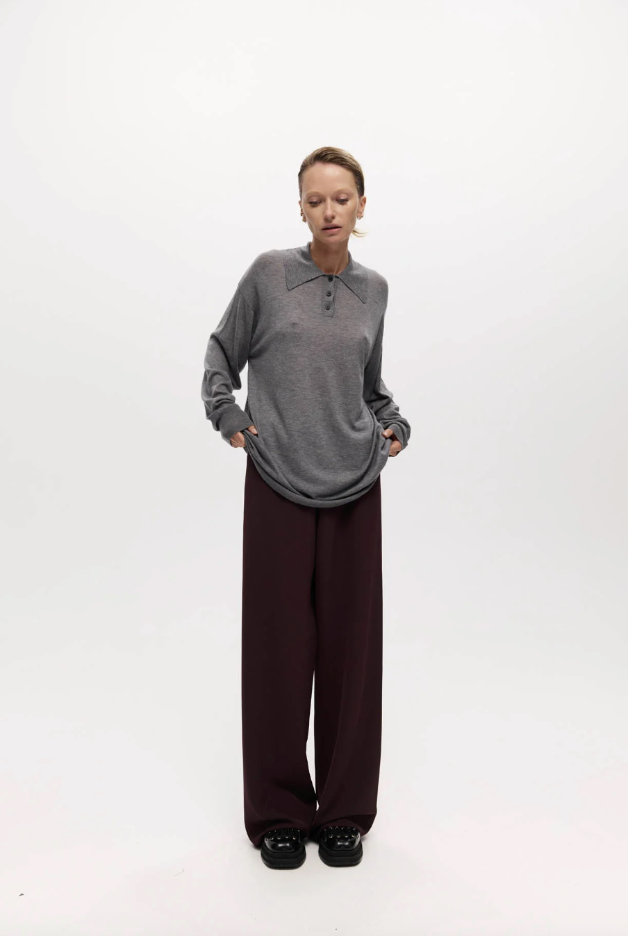 Orwell Knit Polo Grey Silk Wool