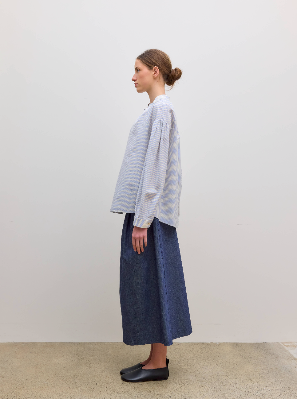Froisse Stripe Bohemian Shirt Ceruleo
