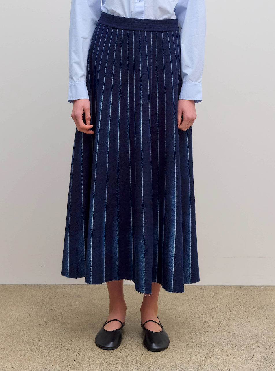 Soleil Cavalry Denim Skirt Vintage Blue
