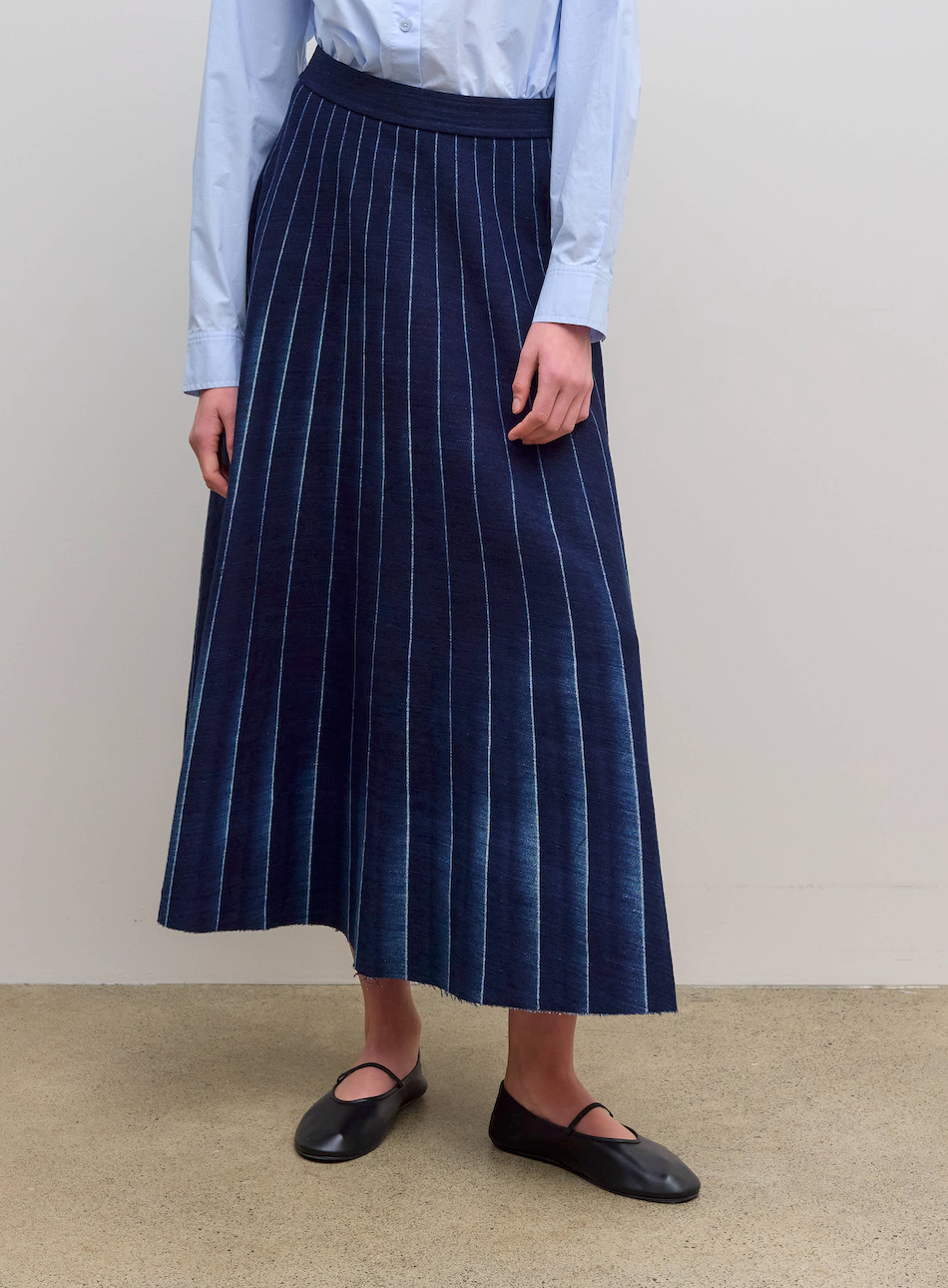 Soleil Cavalry Denim Skirt Vintage Blue